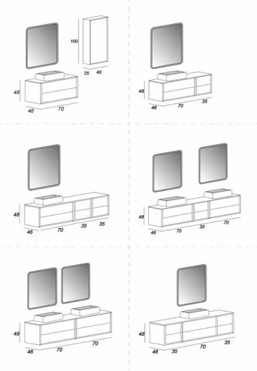 МЕБЕЛЬ ДЛЯ ВАННОЙ КОМНАТЫ CEZARES BELLAGIO - варианты исполнений